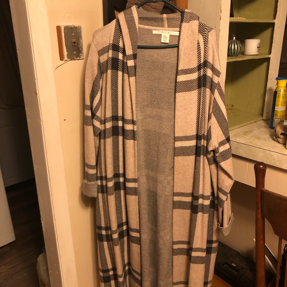 Max Studio Plus Size Long Hooded Sweater Coat